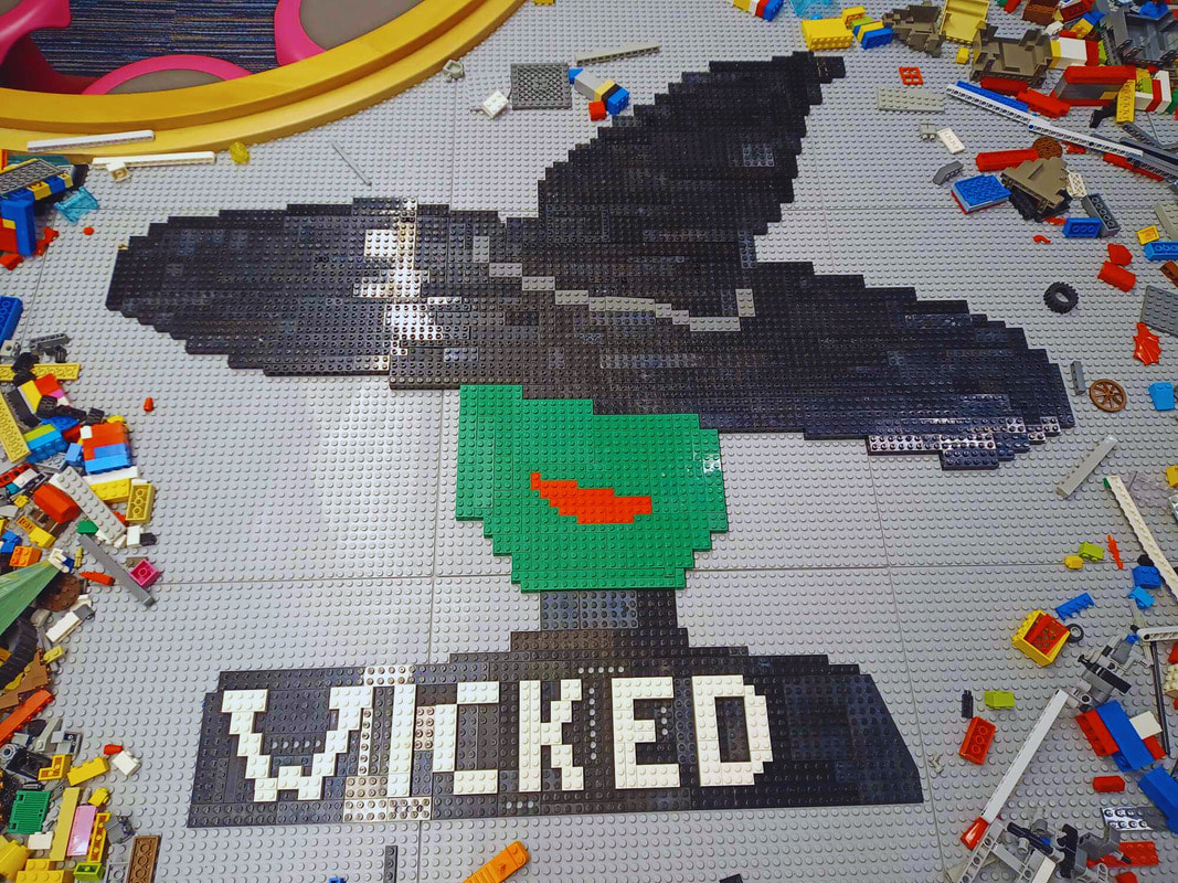 Lego portrait of Elphaba from the musical Wicked. 